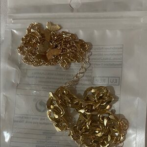 Elegant Gold Chain Necklace and bracelet